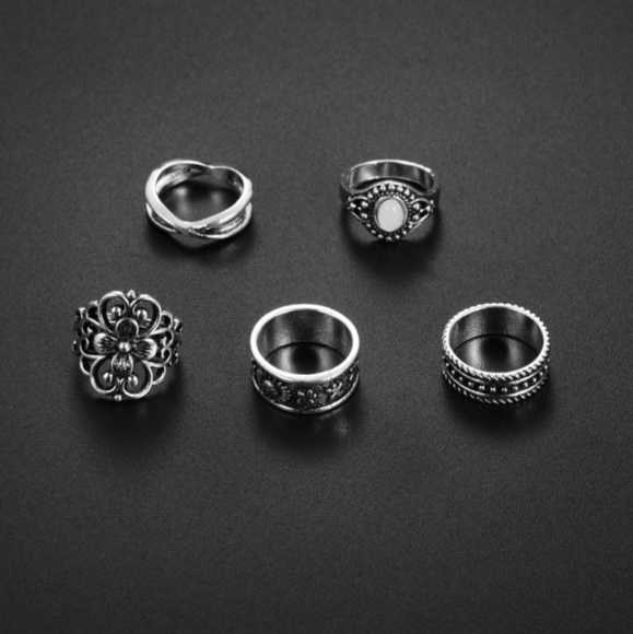 5 PC Boho Beach Knuckle Rings silver - Picture 3 of 3